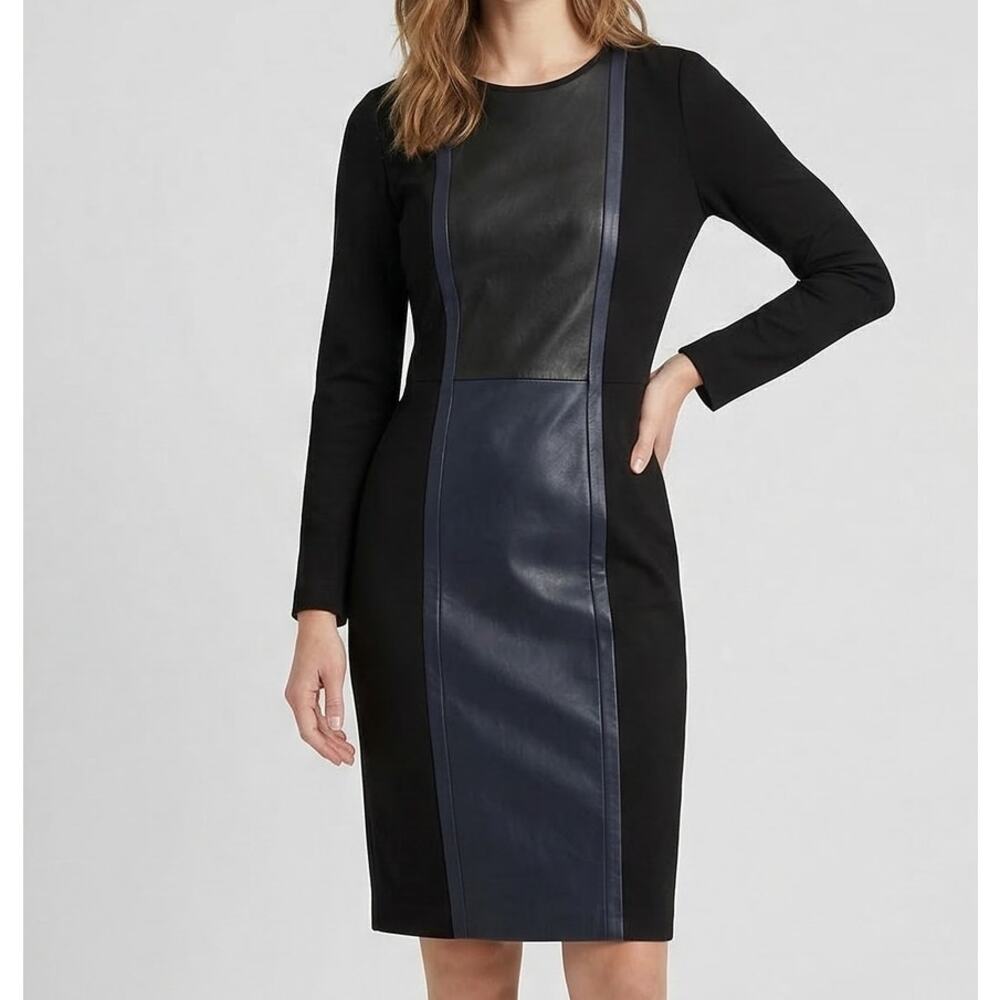 J. Crew Womens Size 4 Black Vegan Faux Leather Sheath Dress